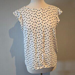 George Polka Dot Flutter Sleeve Blouse | Size Medium | White & Black